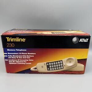 NEW Vintage AT&T 230 Push Button Phone Trimline Ivory Wall Desk Décor Memory